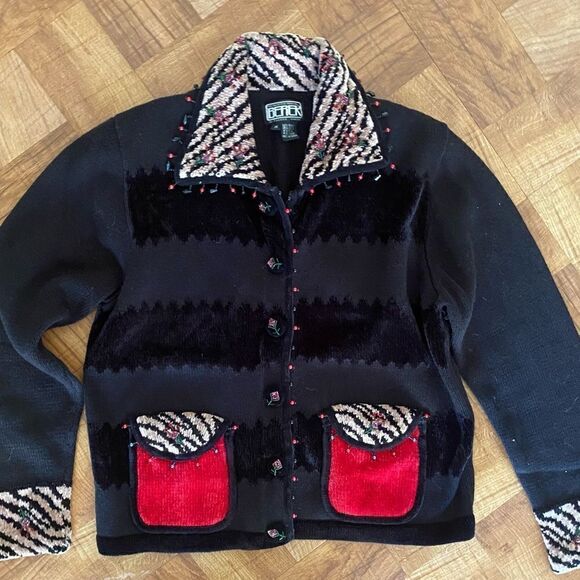 Vintage Berek zebra trim sweater - Picture 1 of 5